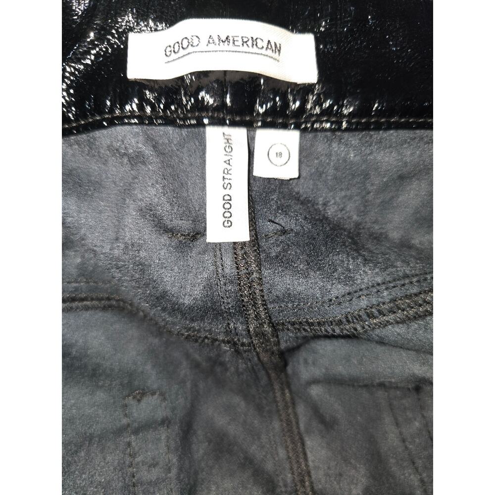 Good American “Good Straight” Black Patent Faux-Leather Pants – Size 18 - Picture 3 of 16